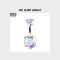 Colorful Zircon Belly Button Ring Stainless Steel Piercing Jewelry