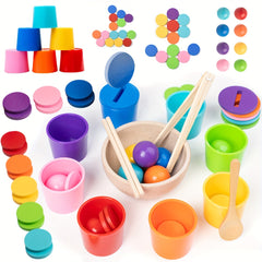 Wooden Sorting & Stacking Toys for 3 Recognition & Fine Motor Skill Development