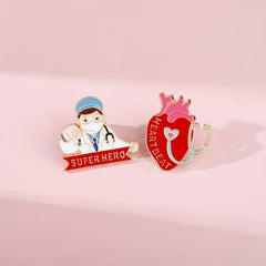 Doctor Heart Enamel Pin Brooch Jacket Backpack Hat Jewelry