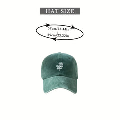 Distressed Baseball Cap Rose Embroidery Adjustable Sun Hats