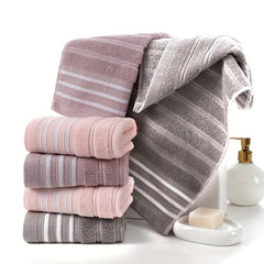 4pcs Striped Pattern Hand Towels Set Soft Skin-friendly Face Towel