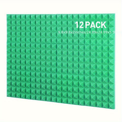12pcs Green Pyramid Sound Insulation Cotton High Density Fireproof Material