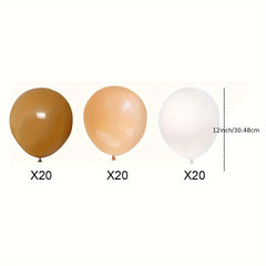60pcs Brown Blush Latex Balloons Set Wedding Birthday Decor