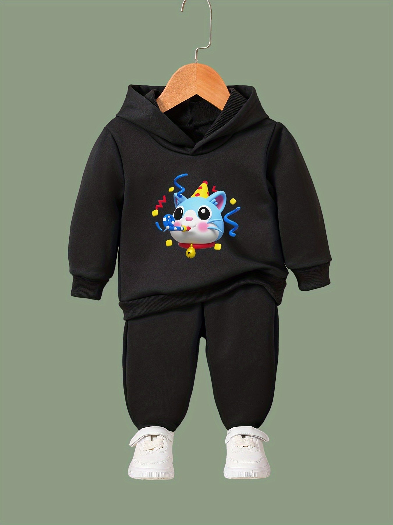 Kitty Print 2pcs Girls Outfits for Sports Spring Fall Outdoor Gift
