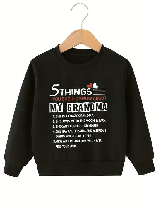 Kid's Sweatshirt 5 THINGS YOU SHOULD KNOW Print Long Sleeve Top