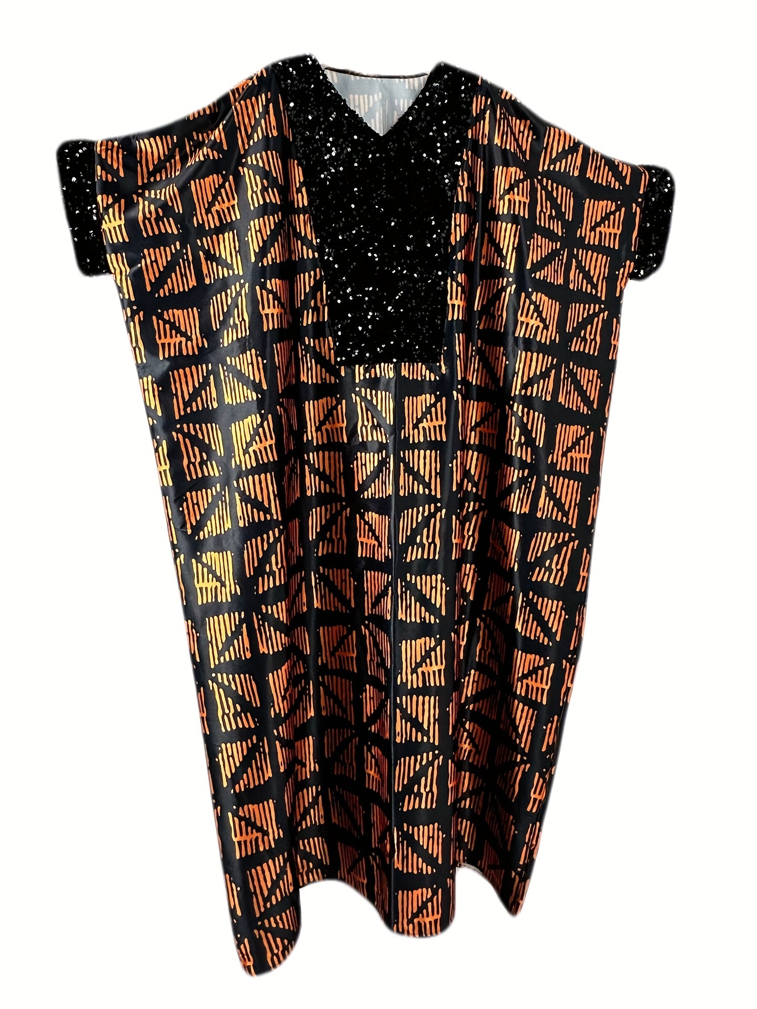  Abaya Dress Geometric Print Maxi Kaftan Dress