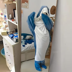 Funny Shark Sleeping Bag Soft Flannel Warm Wearable Blanket