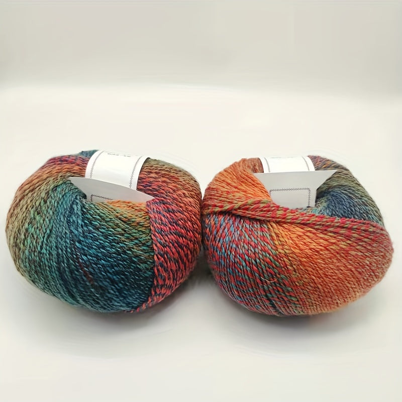 Rainbow Gradient Wool Plush Line for DIY Crocheting & Knitting