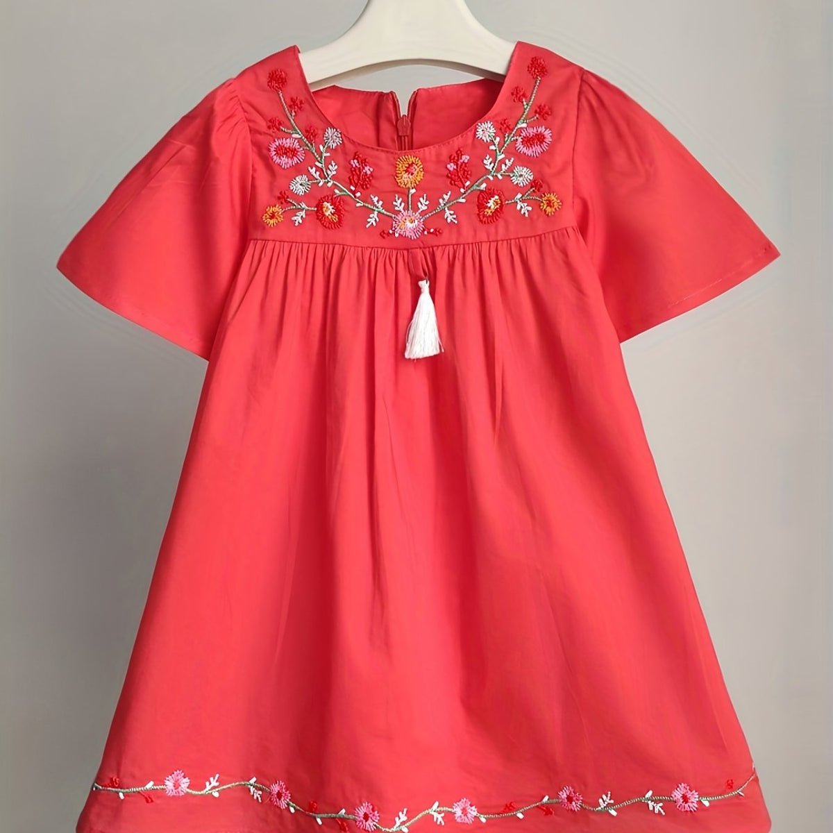 Toddler Girls Flowers Embroidered Princess Dress Kids Summer Clothes