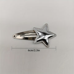 10 PCS Leather Star Shape Hair Clip Snap Clip Side Clip Y2K Hair Accessories