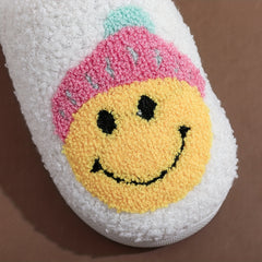 Women's Smile Face Pattern Slippers Plush Lined Warm & Comfy Indoor Shoes