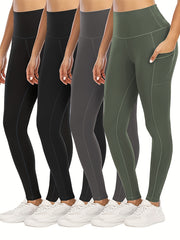 4Pcs High Waist Yoga Pants Tummy Control Slimming Leggings Women's Activewear
