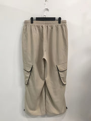  Solid High Rise Wide Leg Cargo Trousers