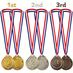 2pcs Zinc Alloy Sports Medals Golden Silvery Bronze