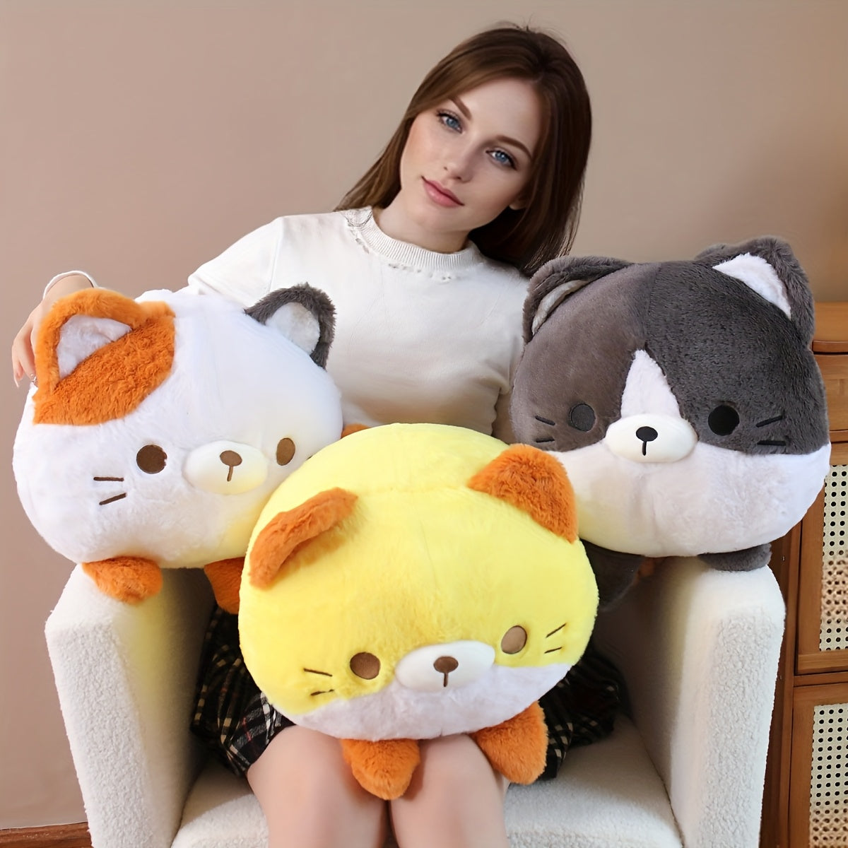 Soft Round Cat Dumpling Plush Toy Pillow Doll Home Decoration