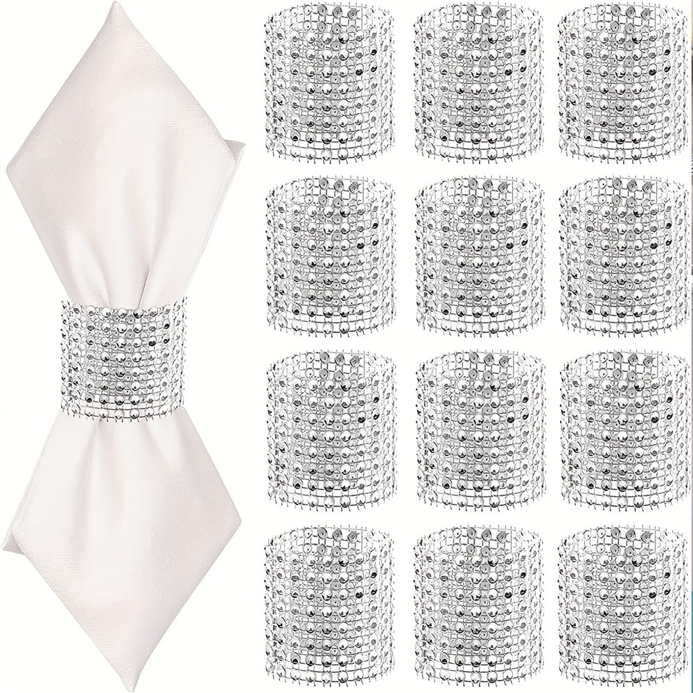 24pcs Rhinestone Napkin Rings Bulk for Dinner Parties, Weddings