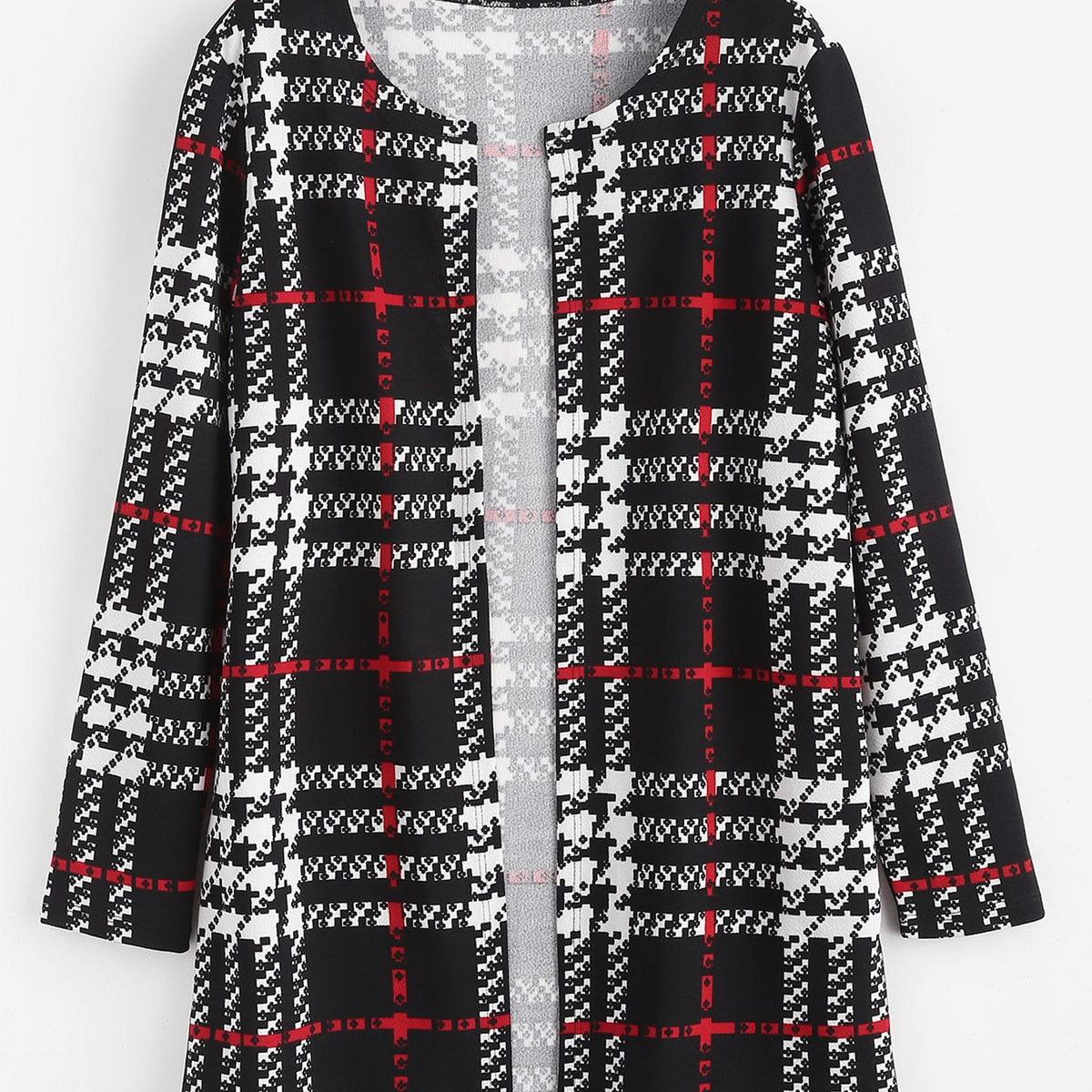 Ethnic Tribal Print Jacket Crew Neck Long Sleeve Loose Outerwear