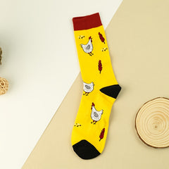 Cartoon Chicken Print Comfy Socks Women's Stockings