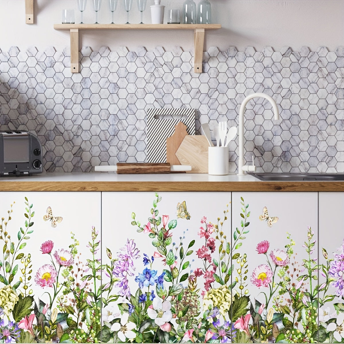 2pcs Pastoral Plant Wall Stickers Self-adhesive