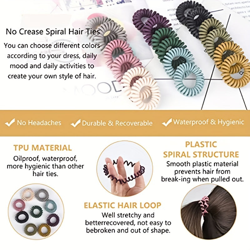 18 Packs Spiral Hair Ties No Crease Ponytail Hair Band