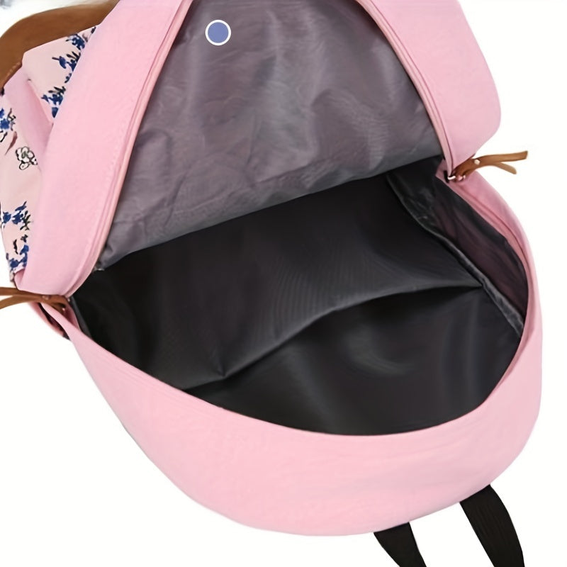 Vintage Floral Print Backpack & Handbag Set