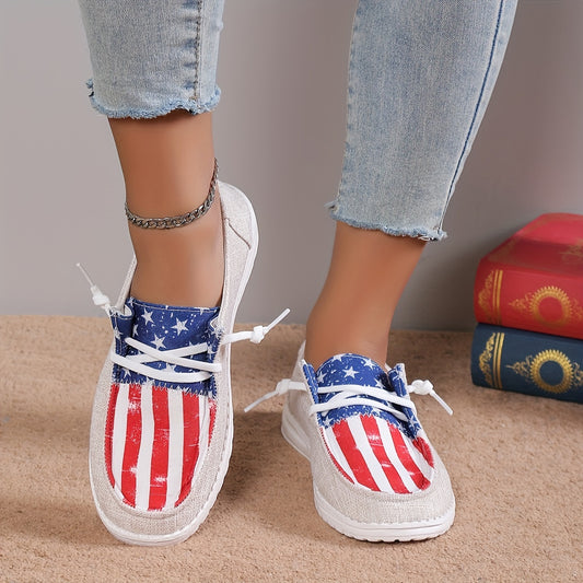 Women's Star & Striped Splicing Sneakers 4th Of July Shoes