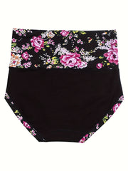 5pcs Floral Print Briefs Comfy & Stretchy Intimates Panties