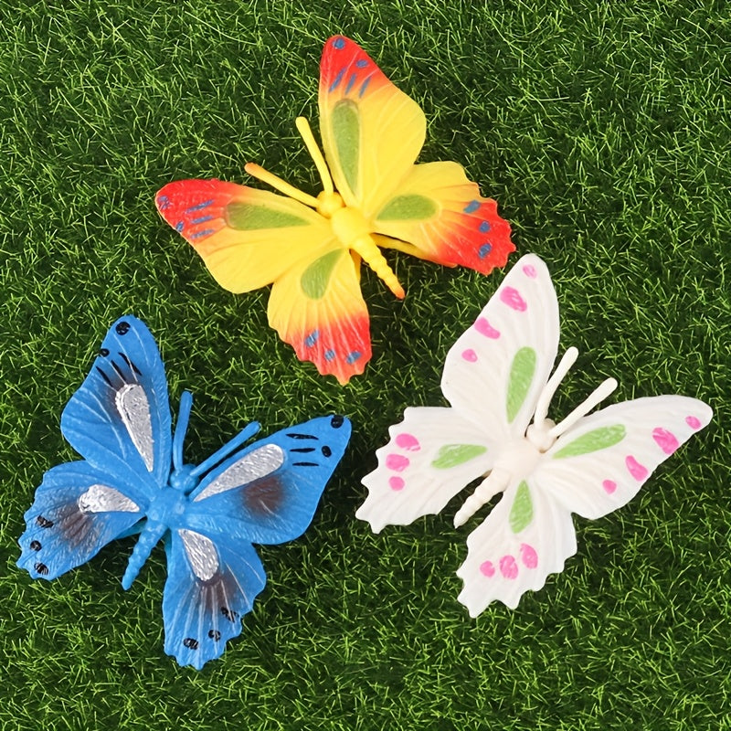 12pcs Colorful Plastic Butterfly Toys for Insect Themed Parties