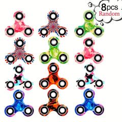 8pcs Random Finger Spinner Toys - Mixed Plastic Material with Gift Bag Filler