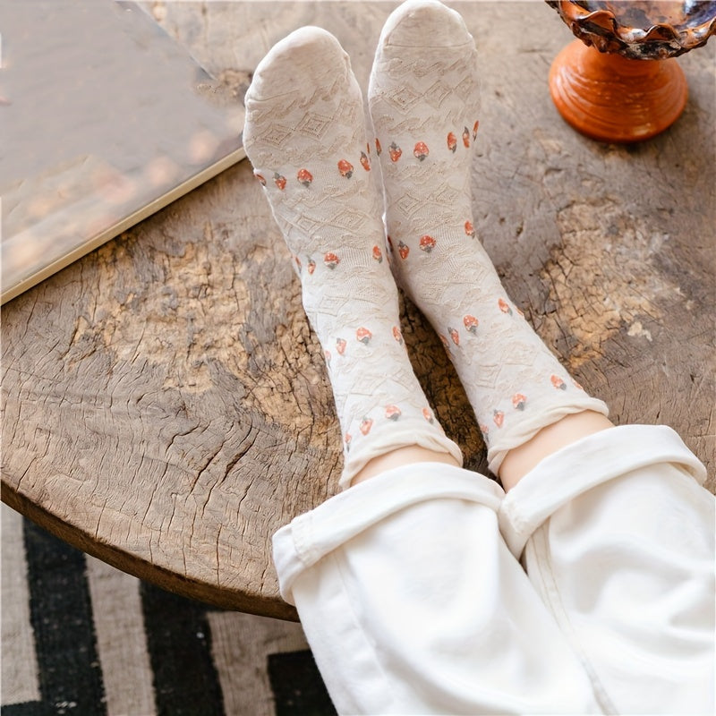 Strawberry Print Socks Comfy Mid Tube Women's Stockings