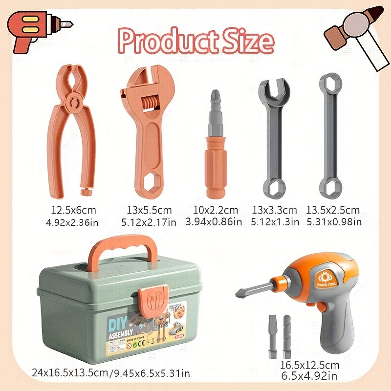 Kids' House Tool Kit DIY Learning Toy Set with Drill and Wrenches