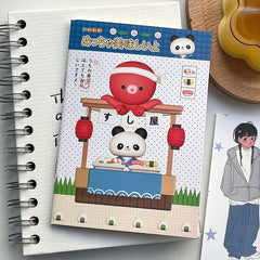 Panda & Balloon A6 Notebook Vintage Style Journal Square Grid Paper