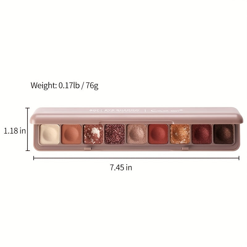 9-Color Waterproof Eyeshadow Palette with Shimmer Pearly Matte Glitter Textures