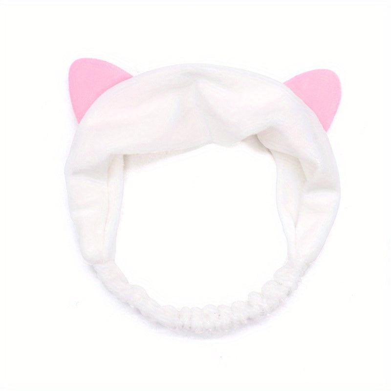 Cat Ears Headband Women Makeup Face Washing Cat Ears Bundle Headband