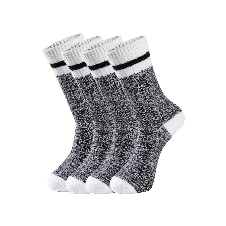 Warm Striped Crew Socks for Women