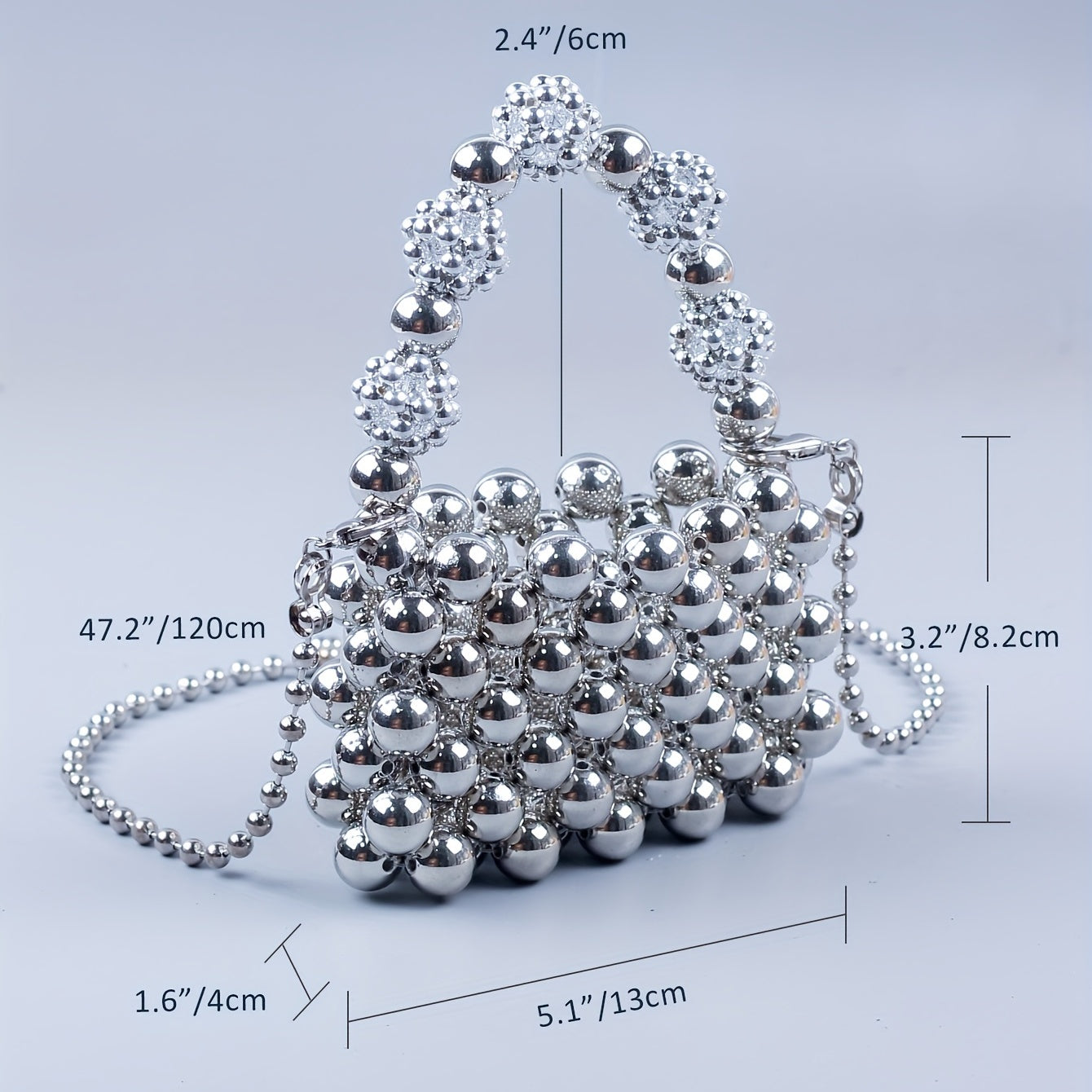 Stylish Beaded Crossbody Bag Acrylic Solid Shoulder Handbag & Purse