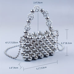 Stylish Beaded Crossbody Bag Acrylic Solid Shoulder Handbag & Purse