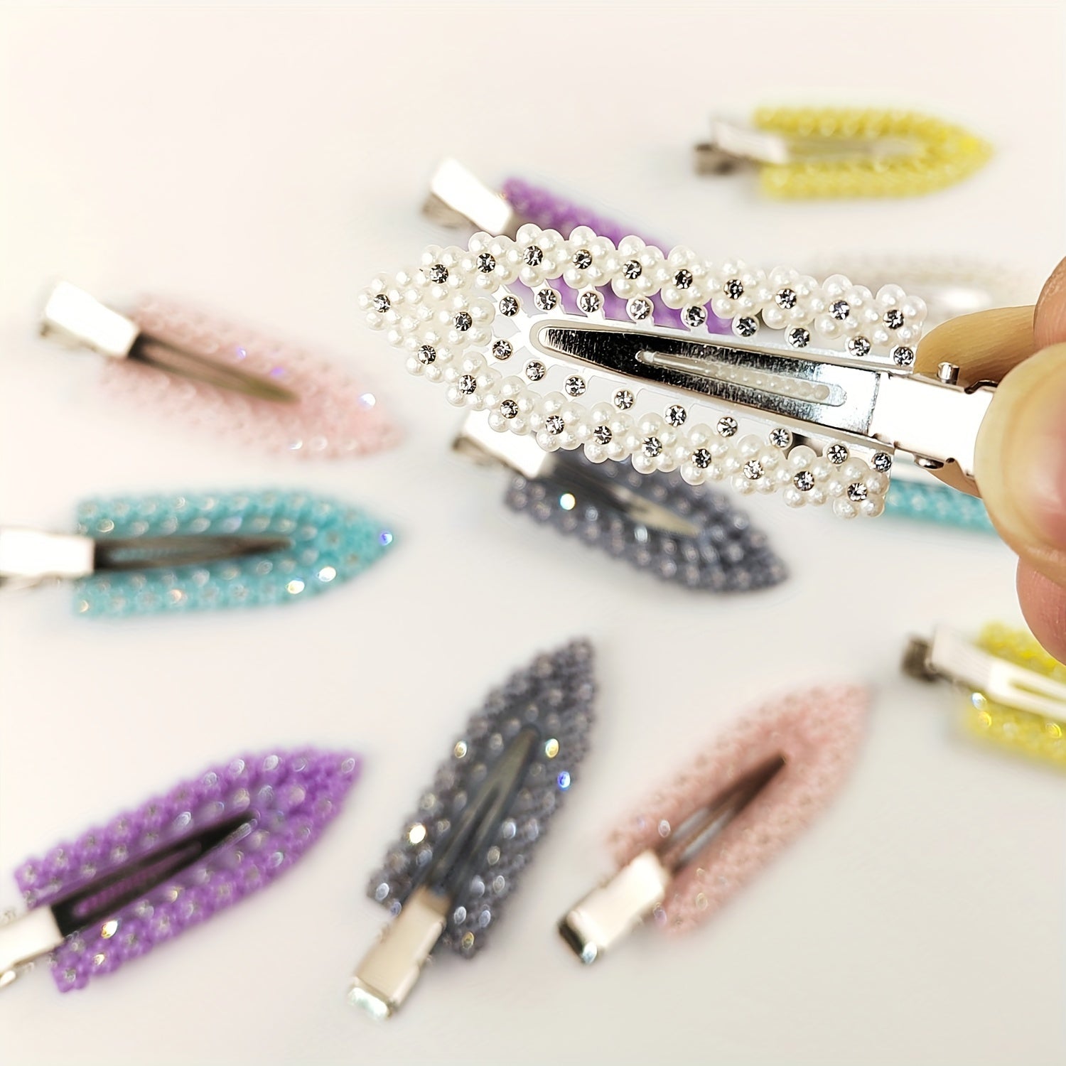 6Pcs Rhinestone No Bend Hair Clips Sparkling Hair Clips Curl Pin Barrette