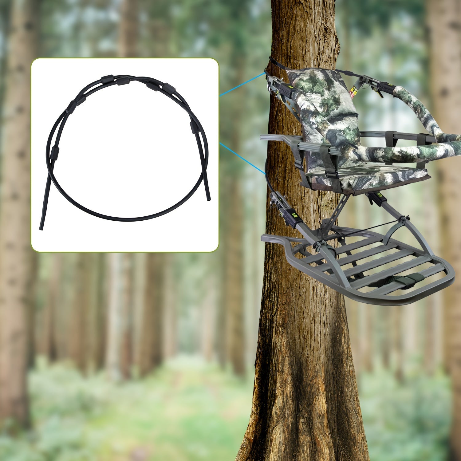 2pcs Climbing Treestand Replacement Cables Adjustable Length Durable Steel Wire