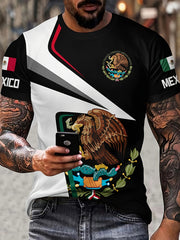 MEXICAN PRIDE Eagle Snake Print Men's Graphic Tee