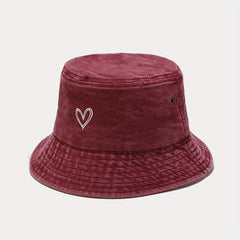 Sunshade Bucket Hat Love Pattern Embroidered Sun Hat