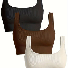 Seamless Sports Bra 3-Pack for Women Comfortable Supportive Fitness Crop Top