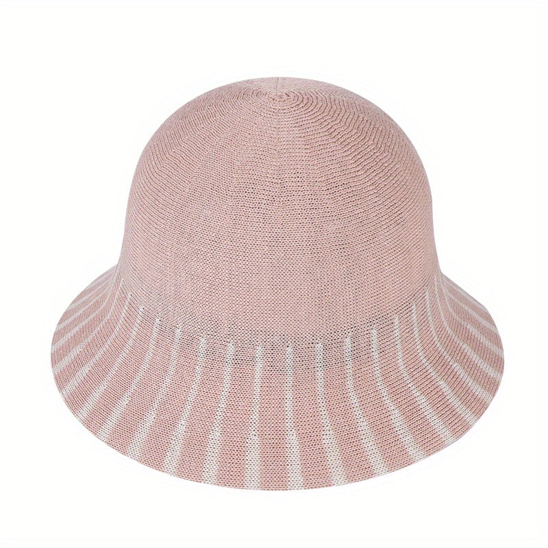 Stripe Jacquard Bucket Hat Sunscreen Summer Sun Hat Women's Casual Cloche Hats