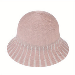 Stripe Jacquard Bucket Hat Sunscreen Summer Sun Hat Women's Casual Cloche Hats