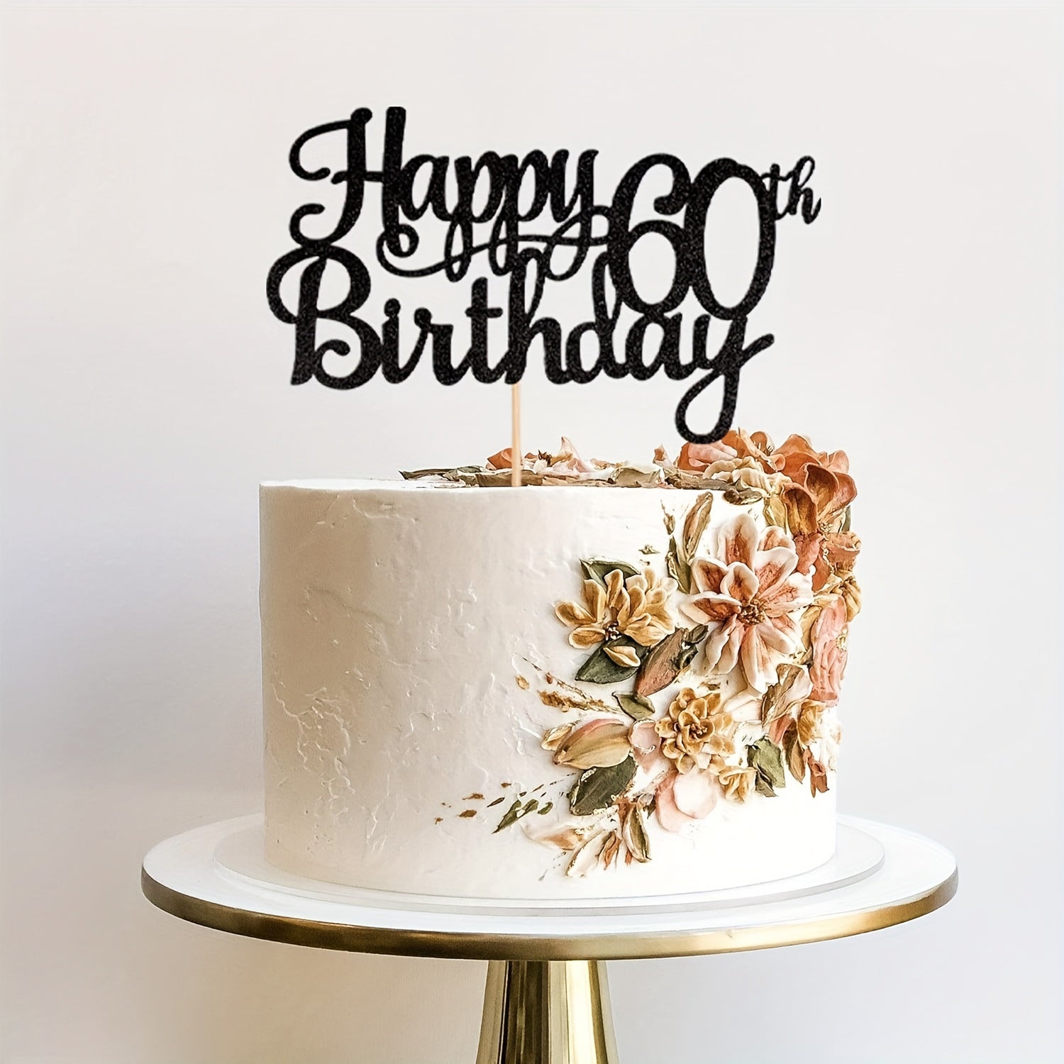 Glitter Happy 60th Birthday Cake Topper - Fabulous Party Decor