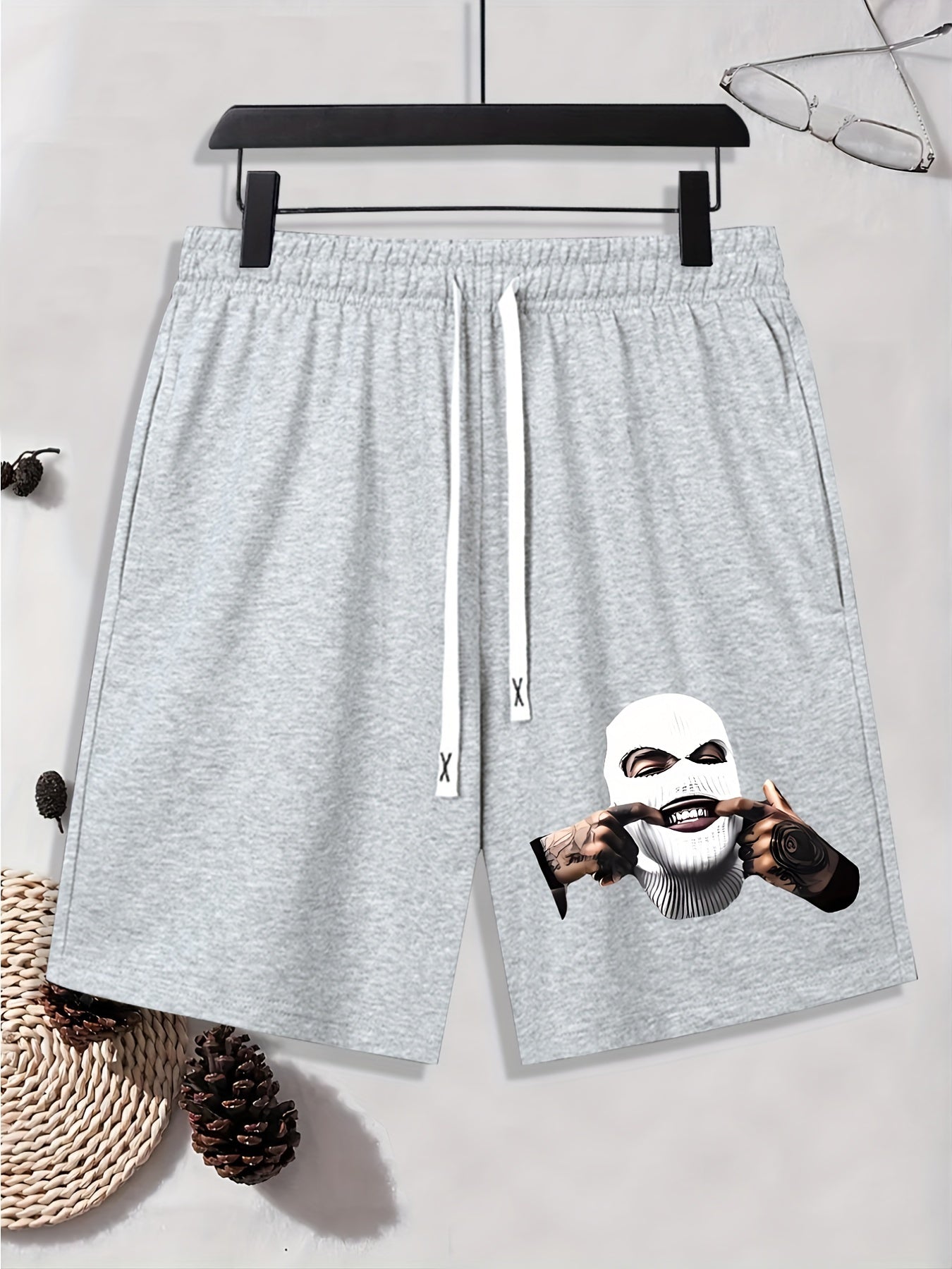 Grimace Print Men's Drawstring Shorts Summer Clothing