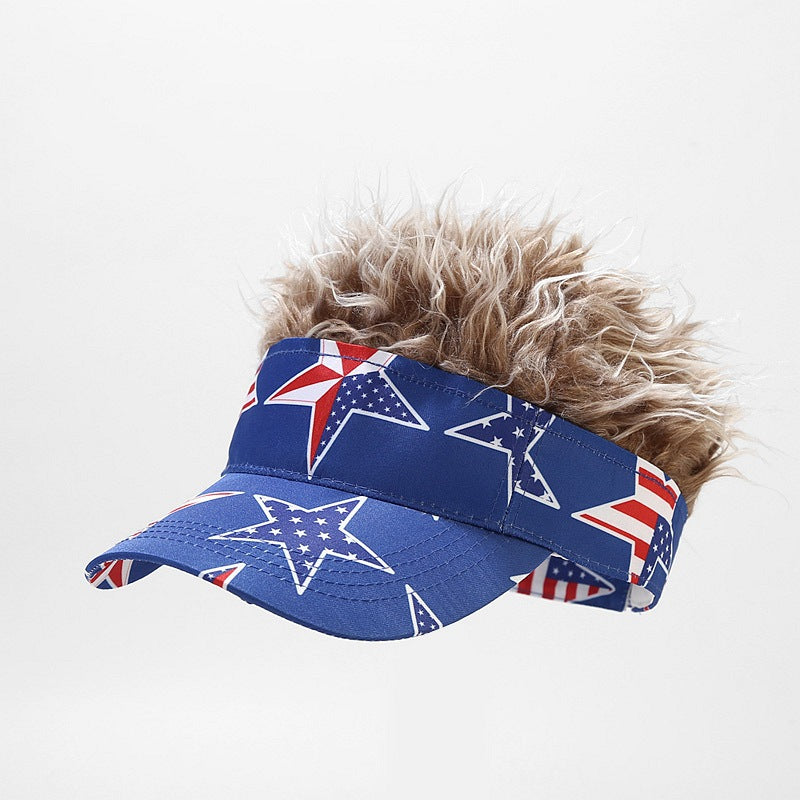 Sun Visor Hat With Spiked Hairs Baseball Cap