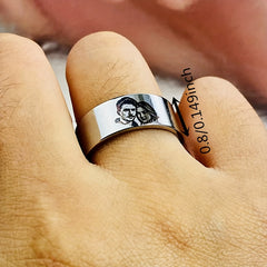 Custom Engraved Photo Ring Stainless Steel Personalized Durable Polished Gift