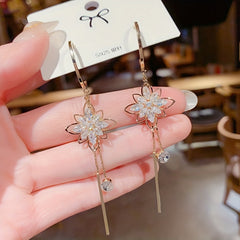 Zircon Long Drop Earrings 925 Silver Plated Party Jewelry Gift