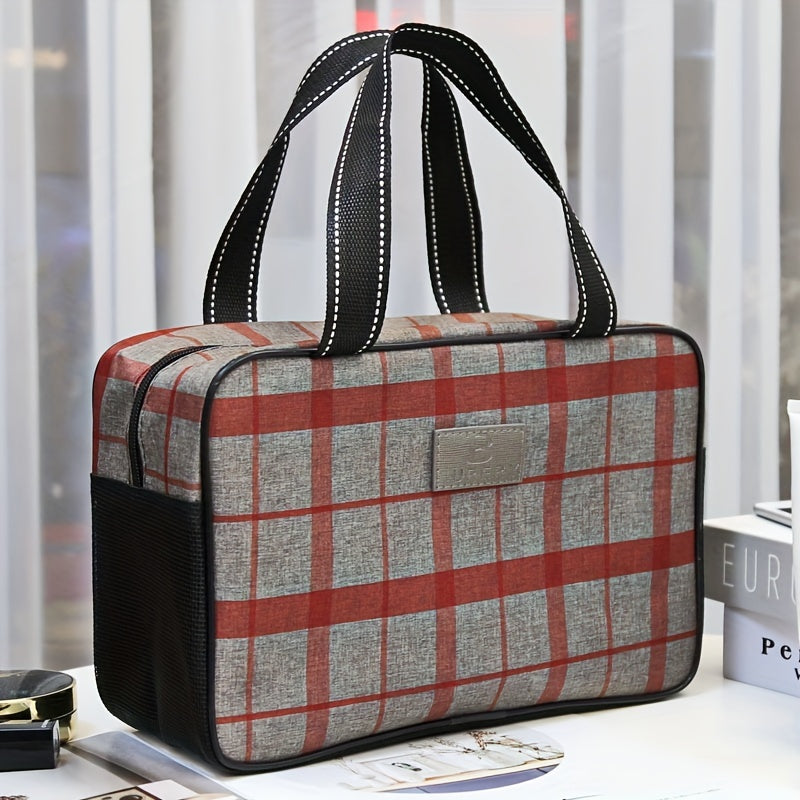 Plaid Print Makeup Bag Cosmetic Organizer Large Capacity Pouch